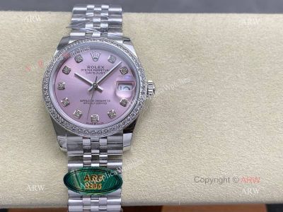 ARF Rolex Datejust 86.6g Pink Face Diamonds Markers/Bezel 31mm 2236 Movement Watch